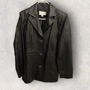 Women's Black Leather Jacket by Worthington Size L NWT